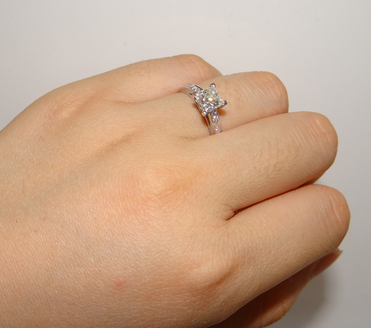 Vecalon Simple Jewelry Princess cut 1ct Simulated dia Cz Sterg Sier Engagement wedding Band ring for women