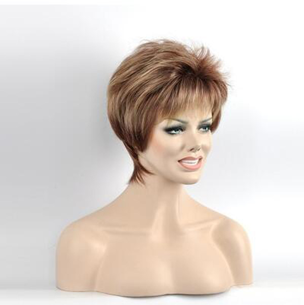 Fashion Short Straight Synthetic Hair Wig for Women's Daily Life Cosplay Brown Blond Mixed