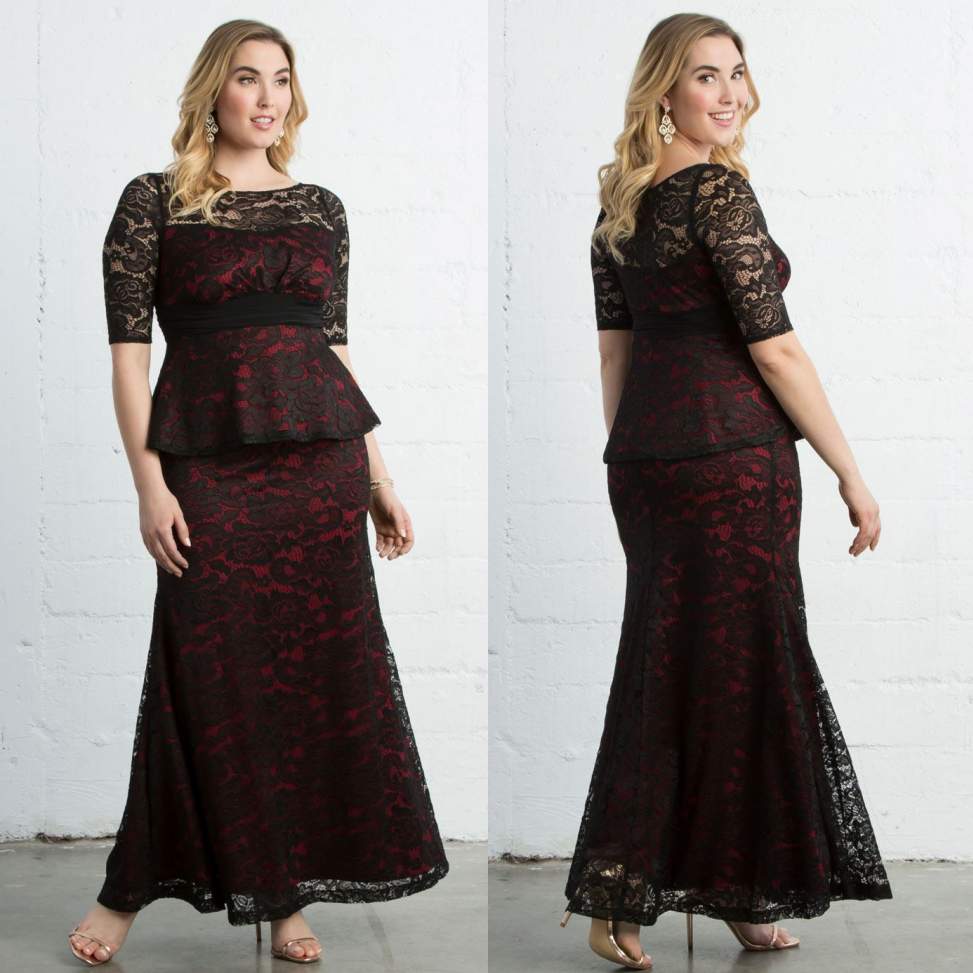 Charming Plus Size Lace Evening Dresses With Half Sleeves Sheer Bateau Neck Peplum Evening Gowns Mermaid Ankle Length Long Formal Dress, Brown
Charming Plus Size Lace Evening Dresses With Half Sleeves Sheer Bateau Neck Peplum Evening Gowns Mermaid Ankle Length Long Formal Dress, Brown