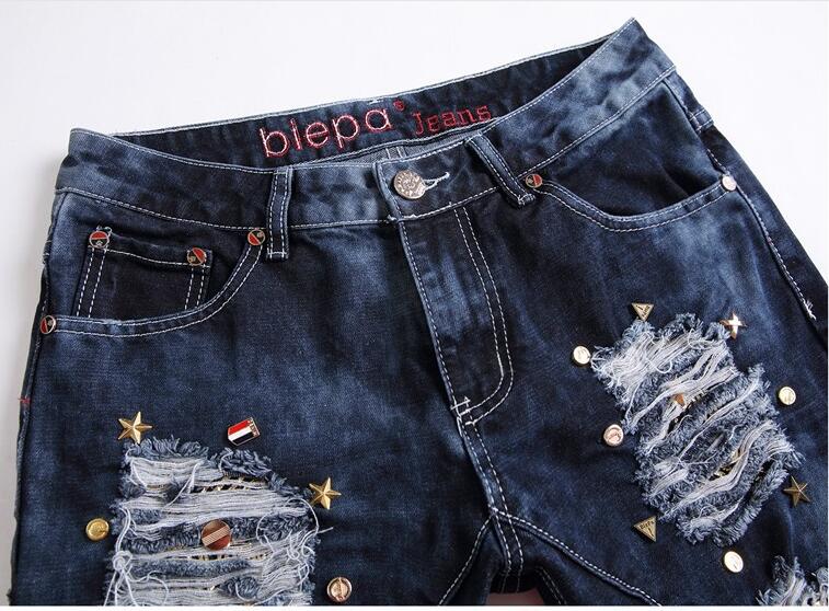 Hot Sale Mens Jeans 2016 New Ripped Elatic Jeans Fashion Designer Biker Jeans Casual Men Clothes Skinny Jeans Slim Fit
