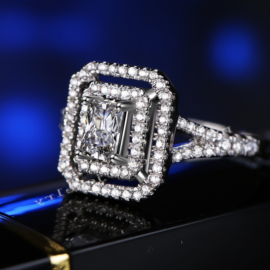 10K Gold White Topaz Simulated Dia Women's Wedding Ring (Sizes 5-11)