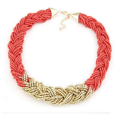 New Arrival Women Golden Rice beads Bib Statement Necklace Lady Jewelry Chokers Necklace For Party Giving Gifts Brand Design Christmas