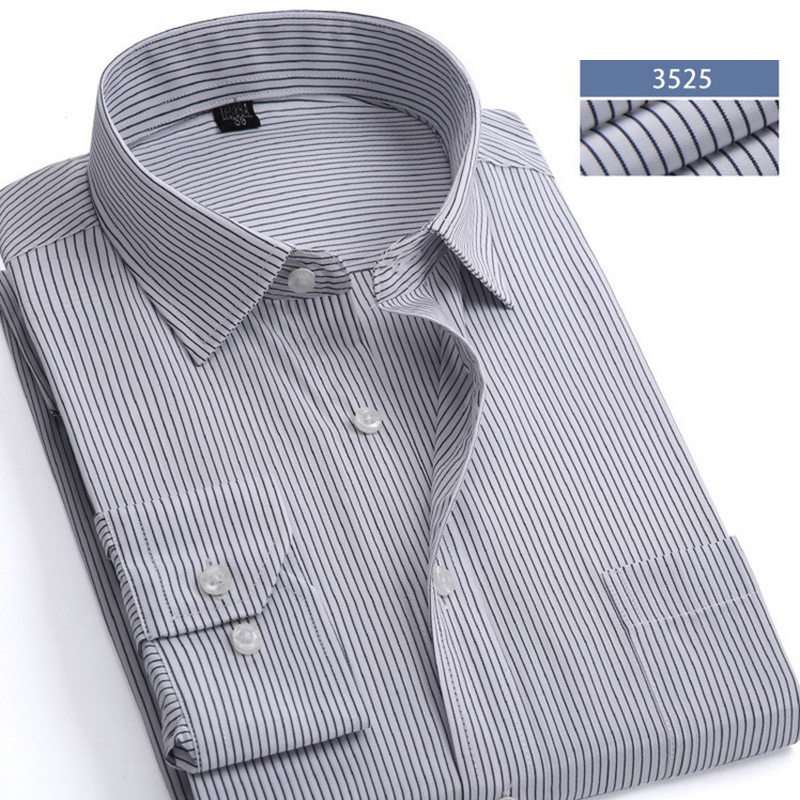 Wholesale-Men Shirt Striped Shirt Men Brand Business Casual Long Sleeve Turn-down Collar Striped Men Dress Shirt Men Clothes IF2011