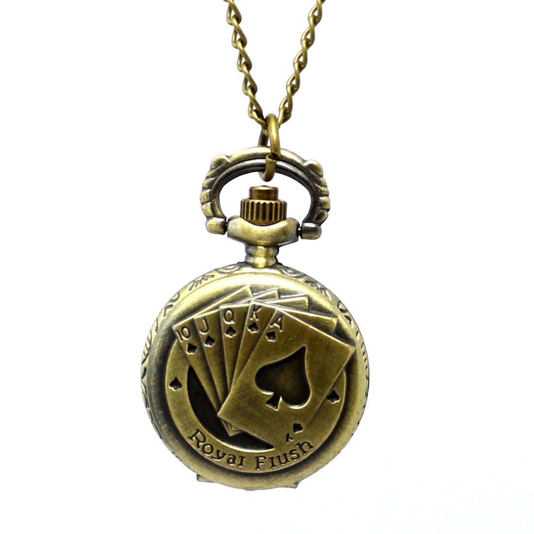 Wholesale 100pcs/lot Quartz watches Necklace Chain Bronze pocket watches PW054