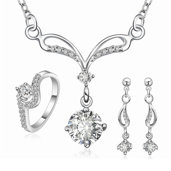 High grade 925 sterling silver Cat's Eye zircon three-piece - White jewelry sets DFMSS717C brand new Factory direct sale wedding 925 silver