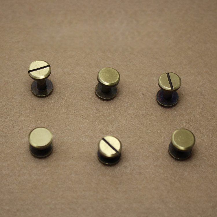 20pcs Chicago bronze double flat wallet bag screw nail brass belt Rivet diy handmade fastener key case garment hardware leather part