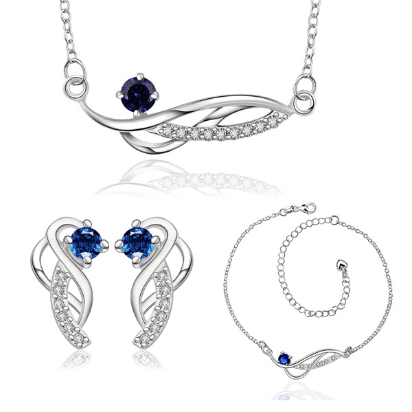 NEW 925 sterling silver Insets lucky family of four - purple jewelry sets DFMSS784C factory direct sale wedding 925 silver