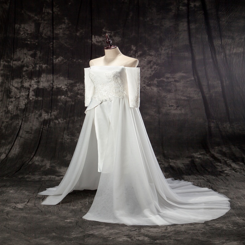 Real Picture Women Dresses Jumpsuit With Long Train White Evening Gowns Off Shoulder Sweep Train Elegant Zuhair Murad Dress Vestidos Festa