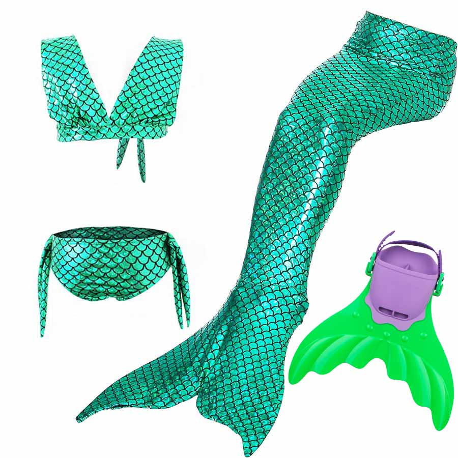 24 Colors 4pcs Set Children Baby Kids Swimming Mermaid Tail with Monofin Costume Cosplay Outfit Clothing for Girls Mermaid Tails Swimming