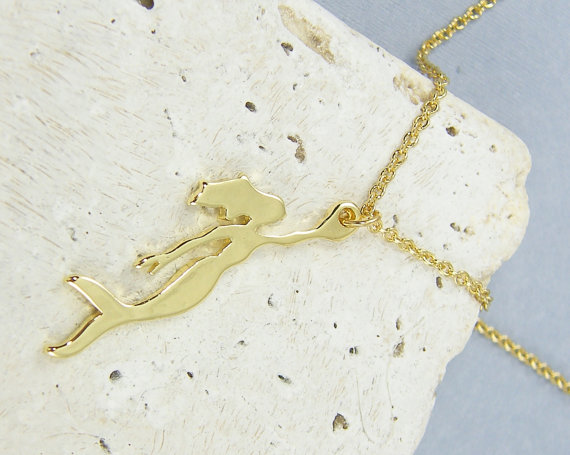 5PCS Gold Silver Little Mermaid Necklace Princess Ariel Sea-maid Necklace Ocean Nautical Fairy Necklace Fish Necklaces