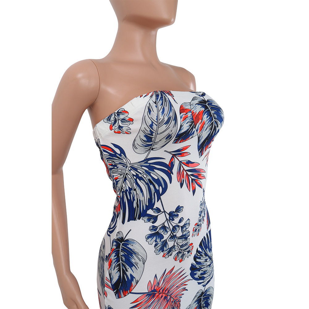 HAOYUAN Off Shoulder Strapless Backless Mini Dress Summer Autumn Sleeveless Floral Bodycon Dresses Women Sexy Dress Club Wear q1110