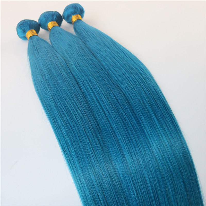 Human Hair Extensions Sky Blue Human Hair Weaves Brazilian Straight Virgin Hair 100gram/piece Best Quality