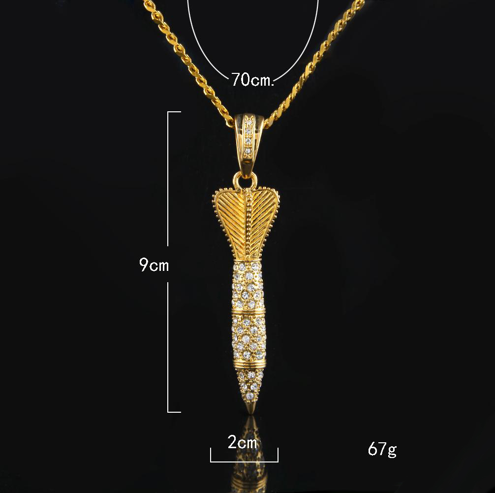Bling Bling Gold Color Rhinestone Iced Out Military Rocket Arrow Dart Pendant Necklace Hip Hop Style Rapper Jewelry
Bling Bling Gold Color Rhinestone Iced Out Military Rocket Arrow Dart Pendant Necklace Hip Hop Style Rapper Jewelry