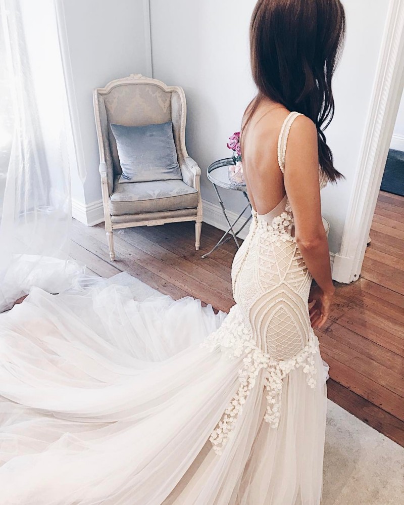 vintage mermaid wedding dresses v neck backless bridal gowns sweep train plus size lace country wedding dress