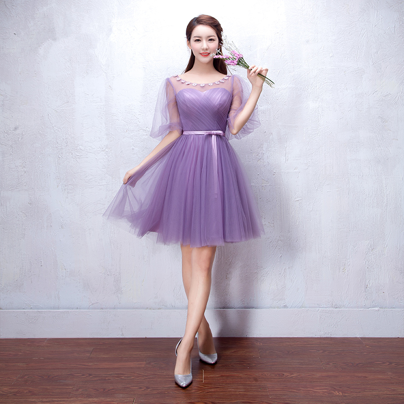 Soft Tulle Short Bridesmaid Dress Summer Under 50 Lace Up Wedding Party Dress 2019 Mixed Order