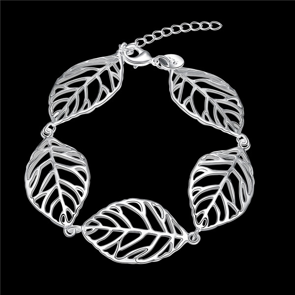 Hot sale christmas gift 925 silver Leaves Bracelet DFMCH386,Brand new fashion 925 sterling silver plate Chain link bracelets high grade