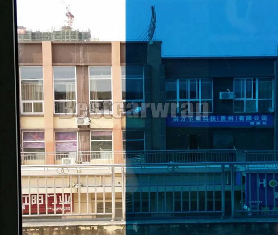 Blue Mirror Chrome Wiindow Tint Film Solar Film For building window SELF ADHESIVE size 1.52x30M 4.98X98FT