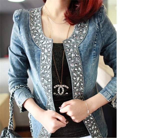 Wholesale- New Arrival 2015 Women Coat Slim Denim Jackets Lady Jeans Clothing Suits Rhinestone Zipper Coats Punk Female Jackets 850243, As pic
Wholesale- New Arrival 2015 Women Coat Slim Denim Jackets Lady Jeans Clothing Suits Rhinestone Zipper Coats Punk Female Jackets 850243, As pic