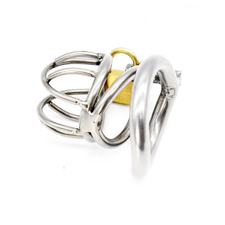 Super Small Male Chastity Device 40MM Adult Cock Cage With Arc-shaped Cock Ring Sex Toys Stainless Steel Chastity Belt