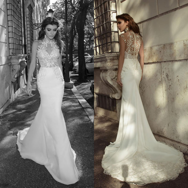 Julie Vino Illusion Mermaid Wedding Dresses See Through Back Lace Applique Sweep Train Beach Bridal Gowns, Red
Julie Vino Illusion Mermaid Wedding Dresses See Through Back Lace Applique Sweep Train Beach Bridal Gowns, Red