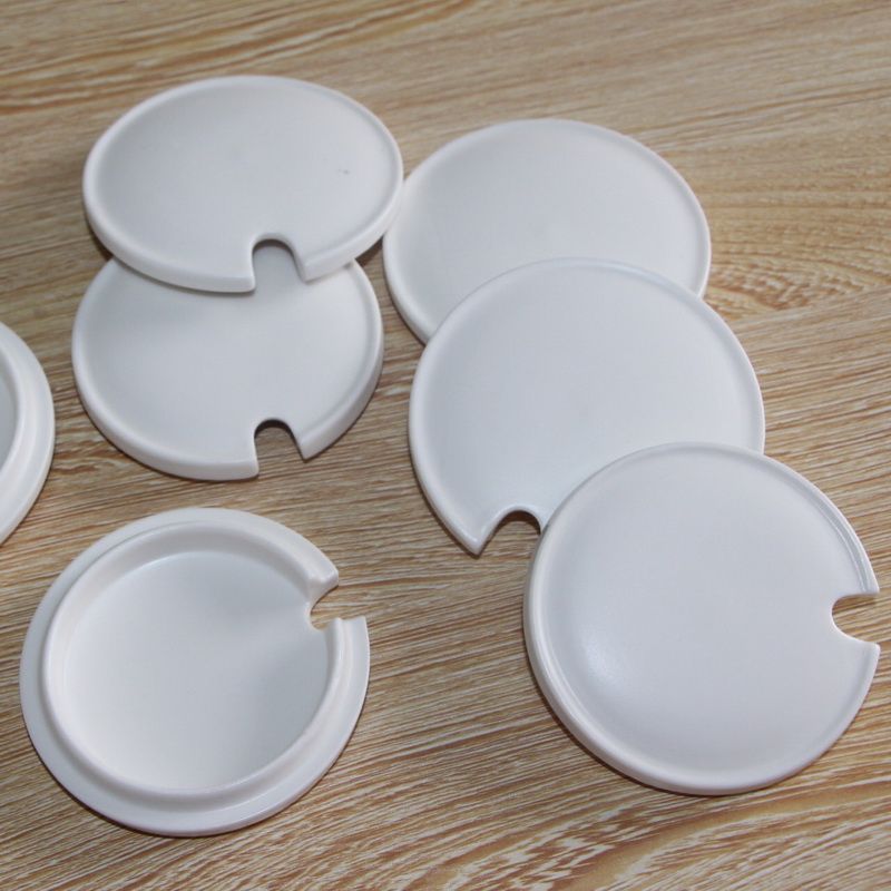 Ceramic Cup Lid 12oz White Porcelain Cup Cover Eco-Friendly Mug Cap put spoon in the Drinkware