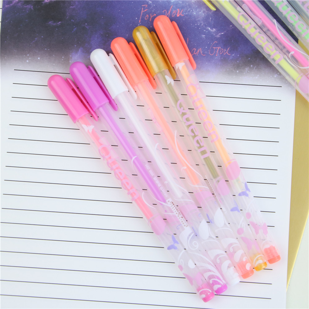 Wholesale-0.8mm Kawaii Candy Color Princess Style Multicolor Gel Ink Pen Escolar Stationery Papelaria School Office Supplies