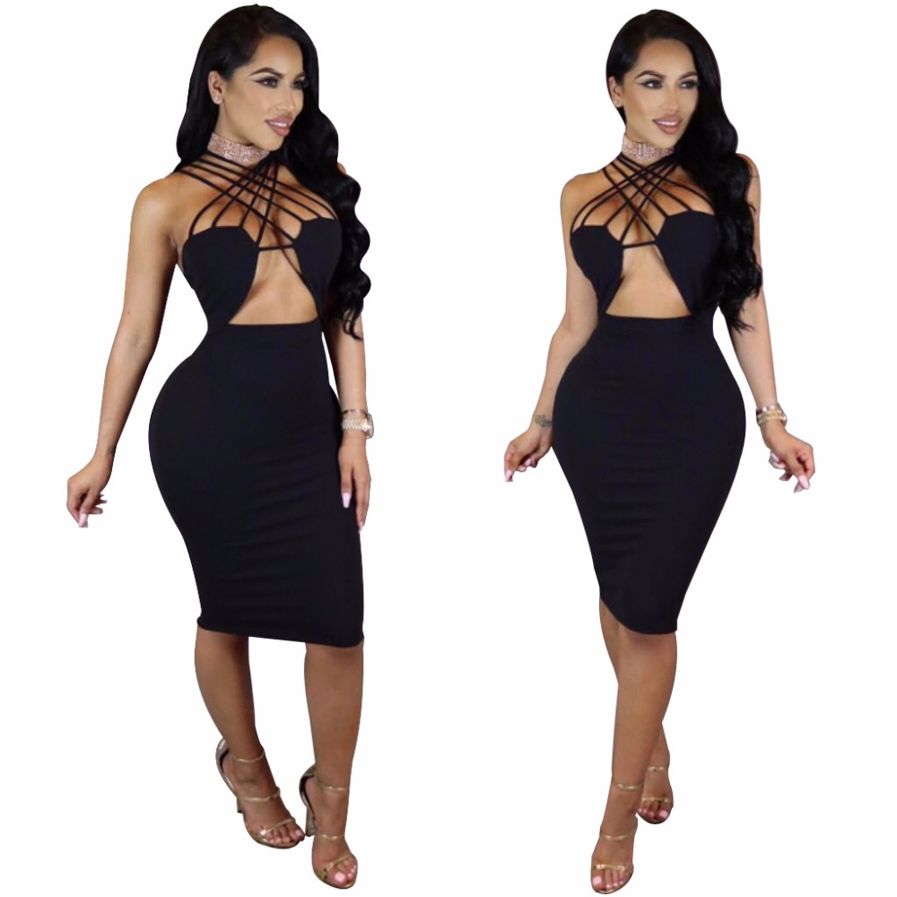 VAZN 2017 New Fashion High Quality Bandage Dress Sexy Strapless Club Dress Solid Bodycon Dress A8165 q1118