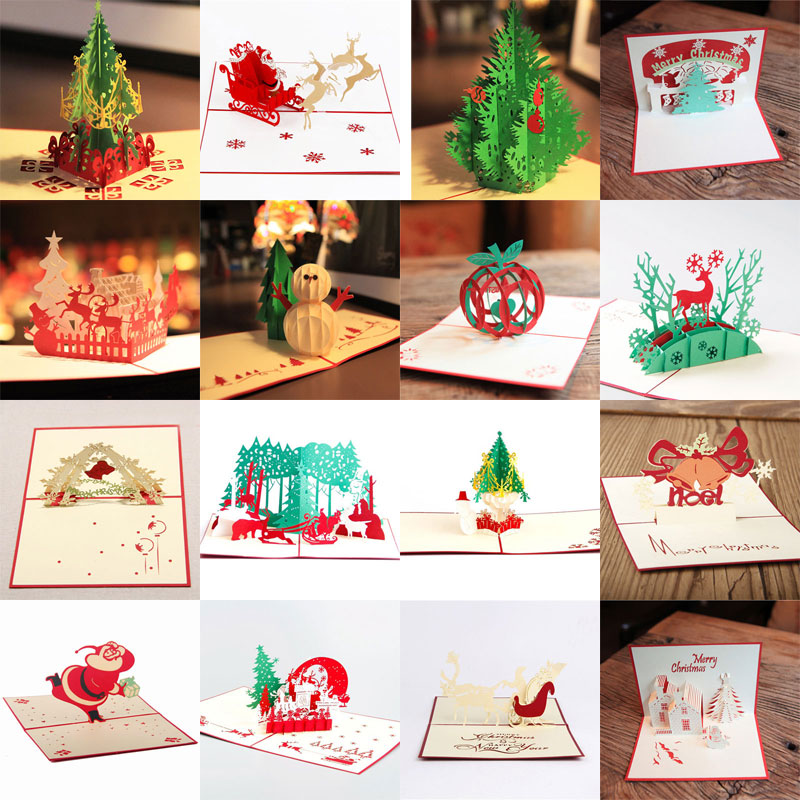 16 styles/lots Christmas Cards 3D Pop Up Merry Christmas Series Handmade Custom Greeting Cards Xmas Tree Gifts Souvenirs Postcards
16 styles/lots Christmas Cards 3D Pop Up Merry Christmas Series Handmade Custom Greeting Cards Xmas Tree Gifts Souvenirs Postcards