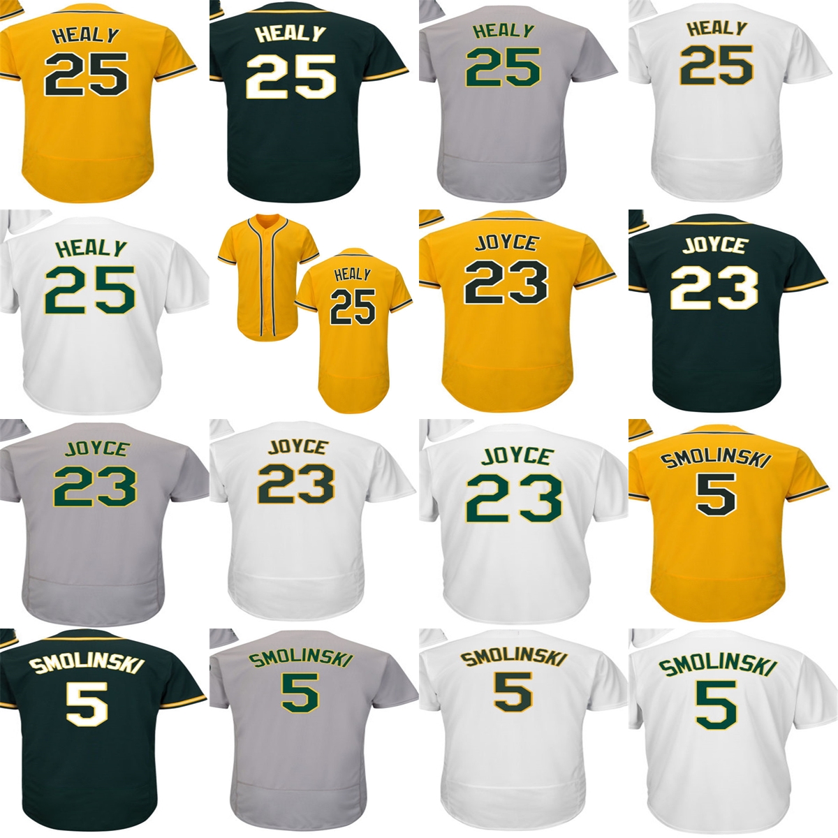 Adults Ladys Youth Toddlers Oakland 25 Ryon Healy Jersey 23 Matt Joyce 5 Jake Smolinski Grey Green White Gold Baseball Jerseys, #5 white2
Adults Ladys Youth Toddlers Oakland 25 Ryon Healy Jersey 23 Matt Joyce 5 Jake Smolinski Grey Green White Gold Baseball Jerseys, #5 white2