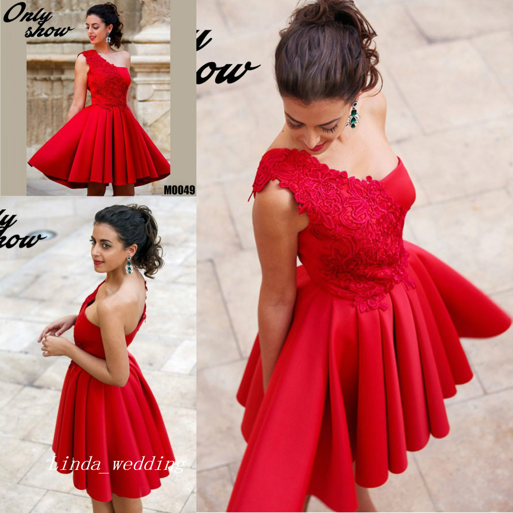 2019 Red Robe Dentelle Cocktail Dress One Shoulder Lace Short Prom Party Dress Formal Event Gown Plus Size vestidos de coctel rojos, Hunter 
2019 Red Robe Dentelle Cocktail Dress One Shoulder Lace Short Prom Party Dress Formal Event Gown Plus Size vestidos de coctel rojos, Hunter