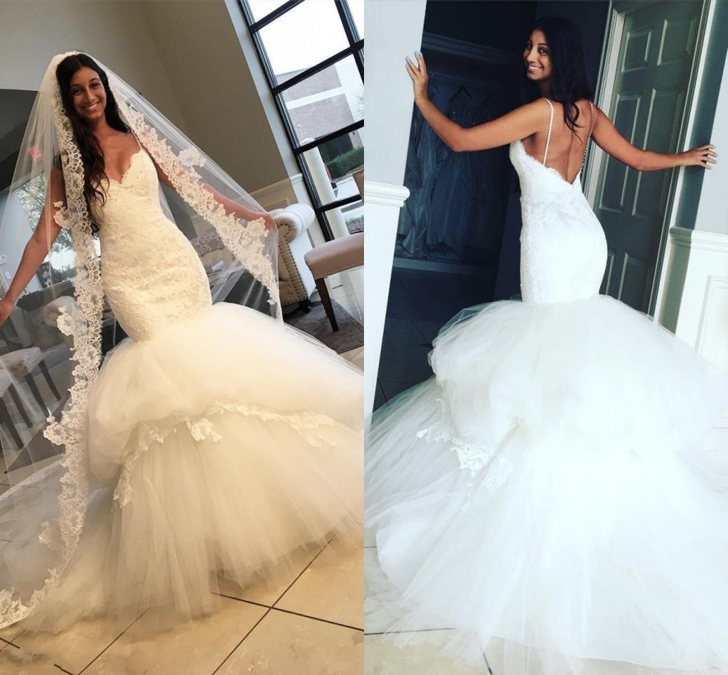 Romantic Lace Spaghetti Beach Wedding Dresses 2017 Spring Summer Mermaid Tulle Ruched Sweep Train Bridal Gowns Open Backless Wedding Gowns, Red
Romantic Lace Spaghetti Beach Wedding Dresses 2017 Spring Summer Mermaid Tulle Ruched Sweep Train Bridal Gowns Open Backless Wedding Gowns, Red