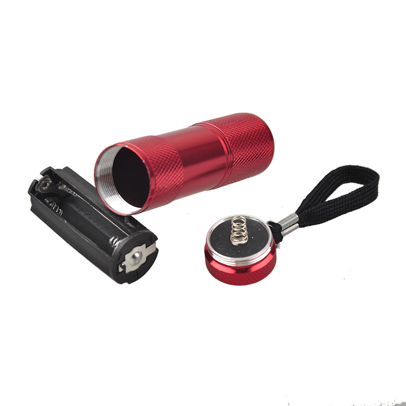 Aluminum Alloy Portable UV Flashlight Violet Light 9 LED 30LM Torch Lamp Mini 4 Color