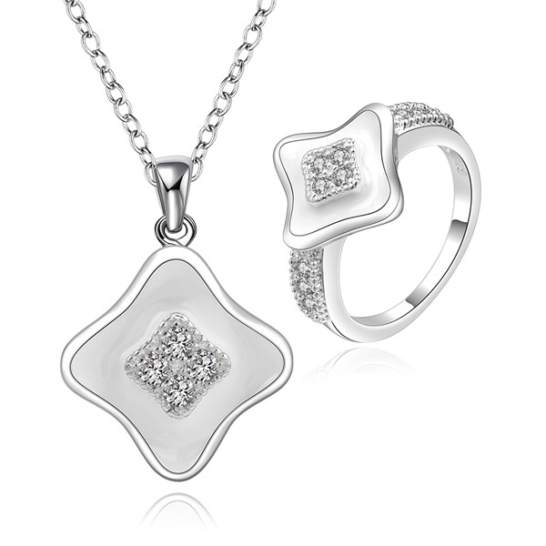 High grade 925 sterling silver Color square piece - Black jewelry sets DFMSS725B brand new Factory direct sale 925 silver necklace ring