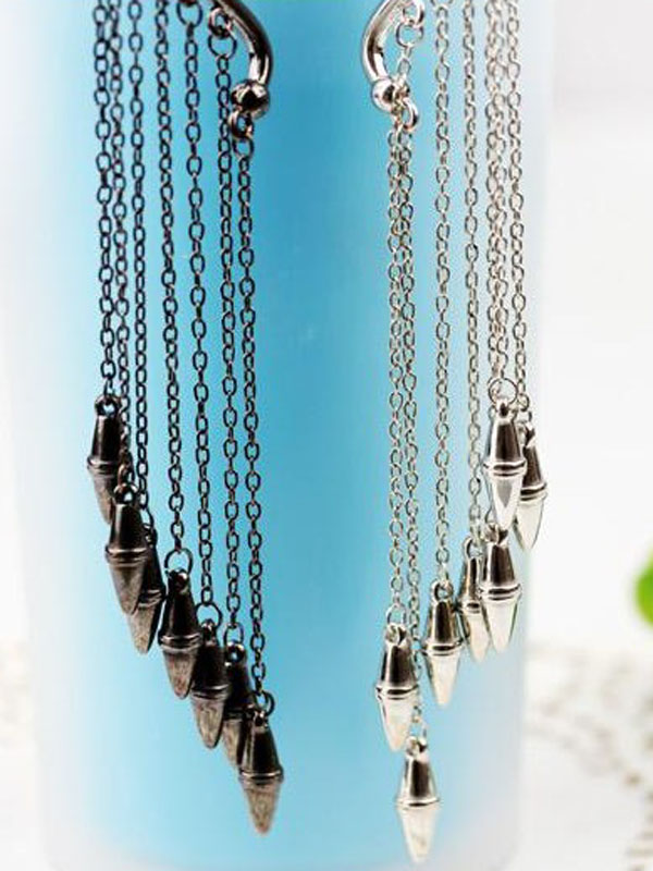24pcs Free Shipping wholesale Fashion Punk Ear Cuff tassels metal Rivent earrings Ear Clip Bullet hook Earring