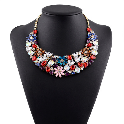 Beautiful Flowers Chocker Statement Necklace Big Flowers Pendant Vintage Bib Choker Necklace Fashion Grace Princess Wedding Women Jewelry