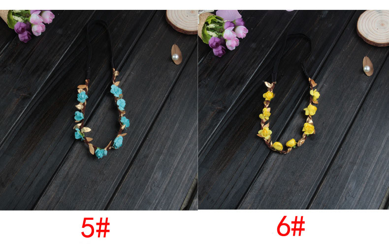 Children Hair Accessories Baby Golden Leaves Flower Headbands Kids Girls Hair Bands Woman Fashion Christmas Wreath Headwear 19Colors