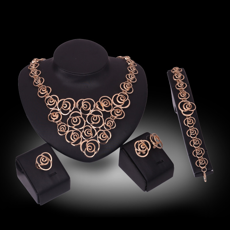 Necklace Earrings Bracelet Ring Jewelry Set Luxury Fashion Women 18K Gold Plated Alloy Flowers Party Jewelry 4-Piece Set Wholesale JS213
Necklace Earrings Bracelet Ring Jewelry Set Luxury Fashion Women 18K Gold Plated Alloy Flowers Party Jewelry 4-Piece Set Wholesale JS213