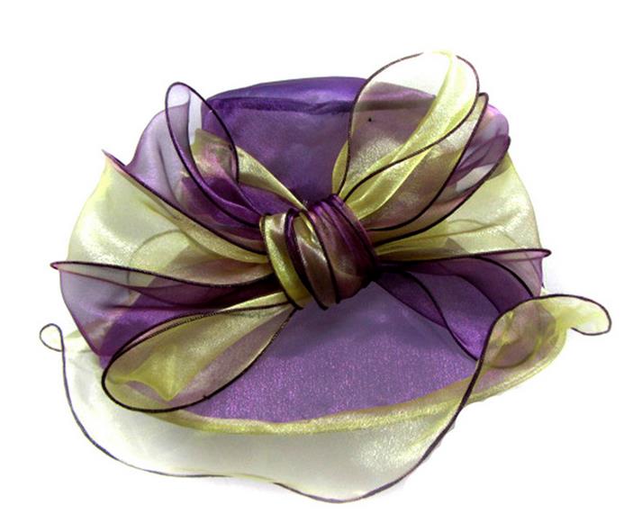 Women Fascinator Big Bowknot Oranza Gauze Hat Kentucky Derby Church Evening Dress Hat Cocktail Party Wide Brim Bridal Wedding cap Sun Hat