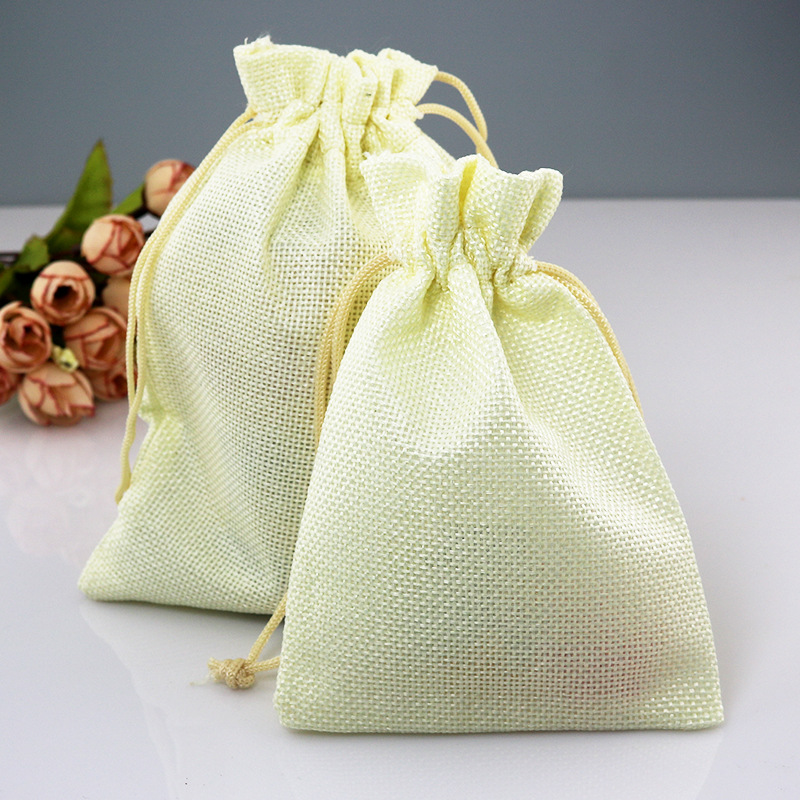 100pcslot Natural Burlap Linen cotton Fabric jewelry Bags Drawstring Gift Pouch Wedding Jewelry Pouches 79cm 12 colors