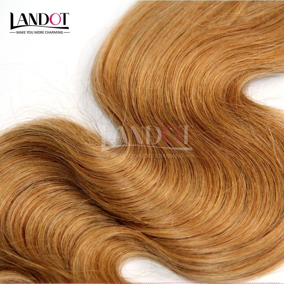 Honey Blonde Russian Virgin Human Hair Weave Bundles Color 27 Russian Body Wave Hair 3Pcs Russian Body Wavy Remy Hair Extensions Double Weft