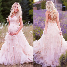 maternity lace wedding dresses sweetheart bridal ball gowns ruffles pregnant dress with flowers plus size bridal gowns qc144