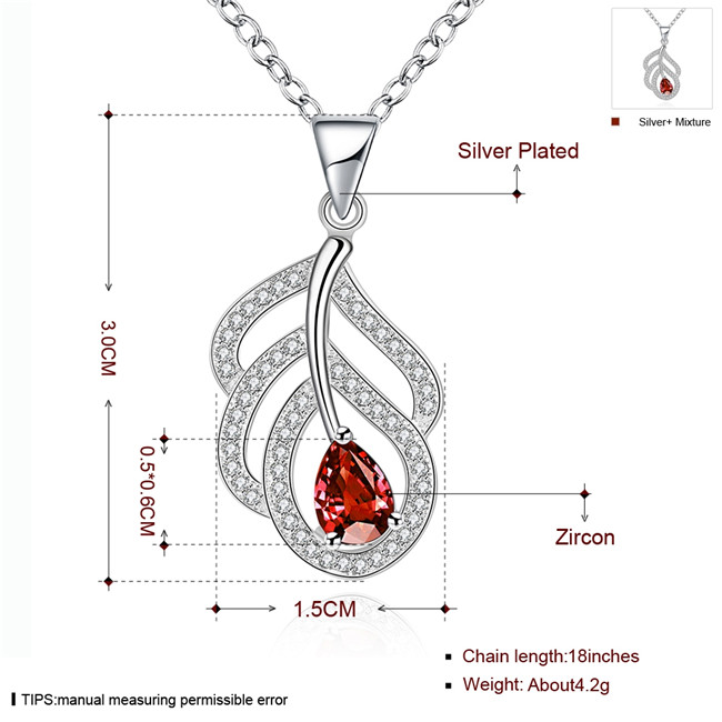 Brand new women's plant shape Pendant Necklace red gemstone sterling silver necklace STSN742,fashion 925 silver necklace factory direct sale