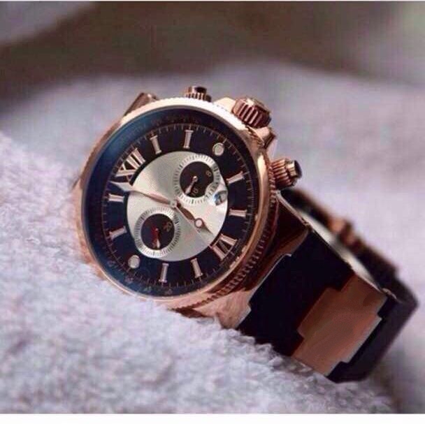 Top quality Male watch black Dial Stainless Steel quartz movement stopwatch Mens chronograph wrist watch Man Watches UN01