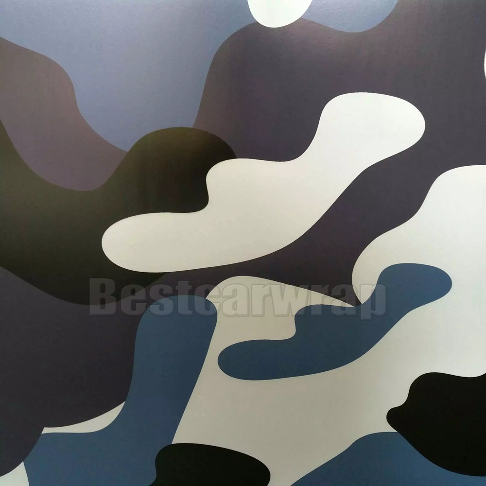 Blue white black large Camo Vinyl Car Wrap Styling With Air Rlease Gloss/ Matt Arctic blue Camouflage coating stickers1.52x 10m/ 20m / 30m