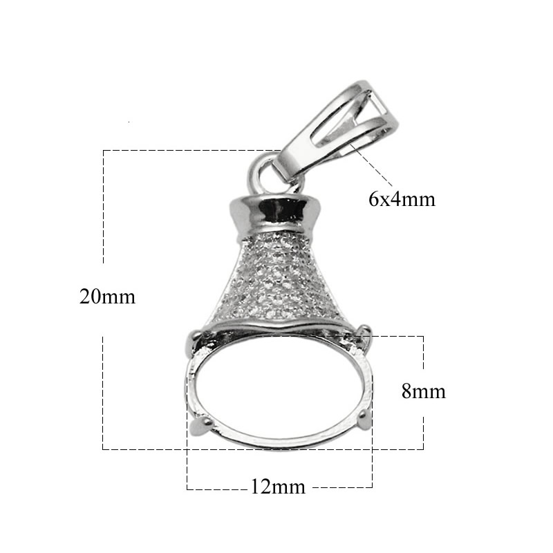 Beadsnice New Arrive 925 Sterling Silver 8x12mm Oval Cameo or Cabochon Pendant Mounting 4-Prong Jewelry Setting ID 34068