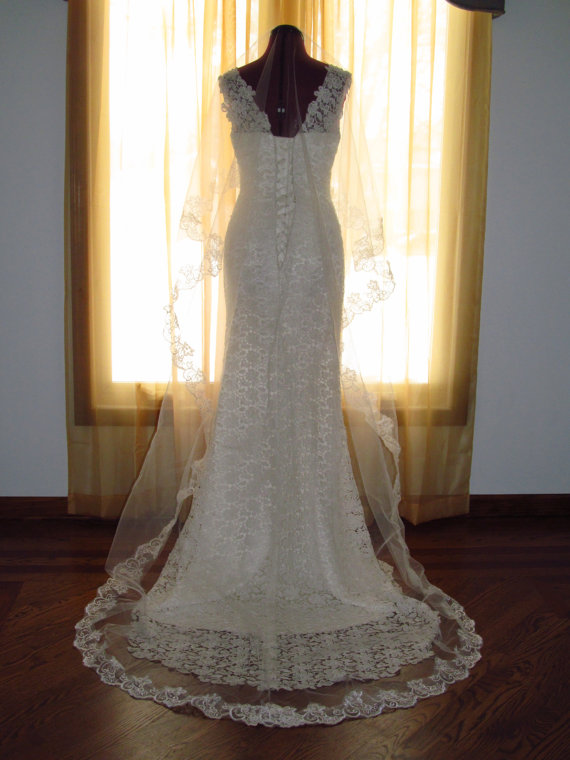 New Top Quality Best Sale Chapel White Ivory Lace Applique veil Without Com Without Comb Bridal Head Pieces For Wedding Dresses