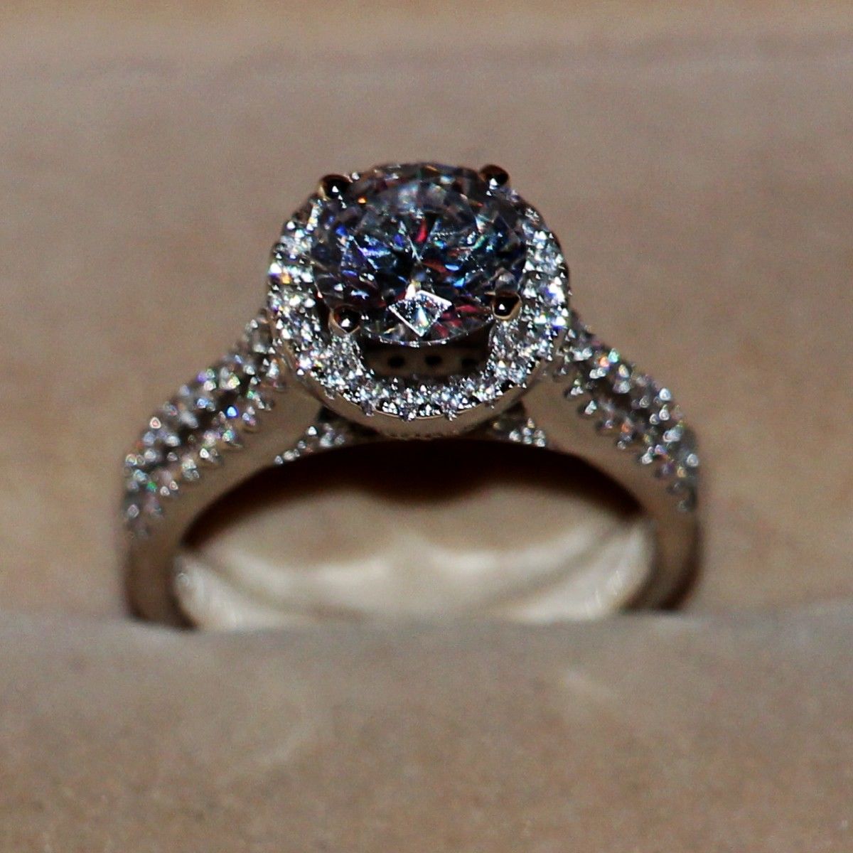 Victoria Wieck Pave setting Vintage Jewelry 925 Sterling silver Round Topaz Simulated Diamond Wedding Engagemet Rings for Women Size 5-11