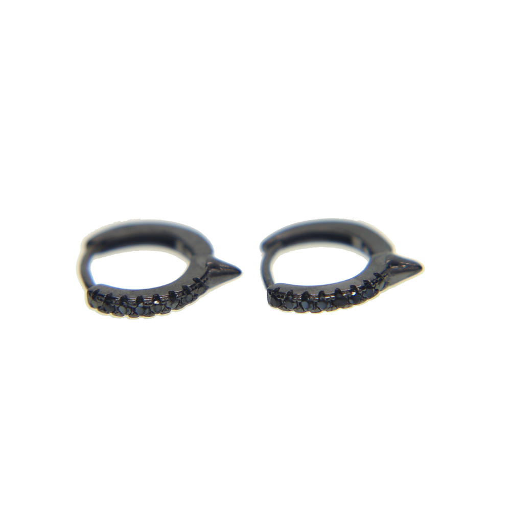 2017 new arrive 10mm circle hie hoops sterg sier 4 colors micro pave cz spike unique design wholesale mini hoop earring