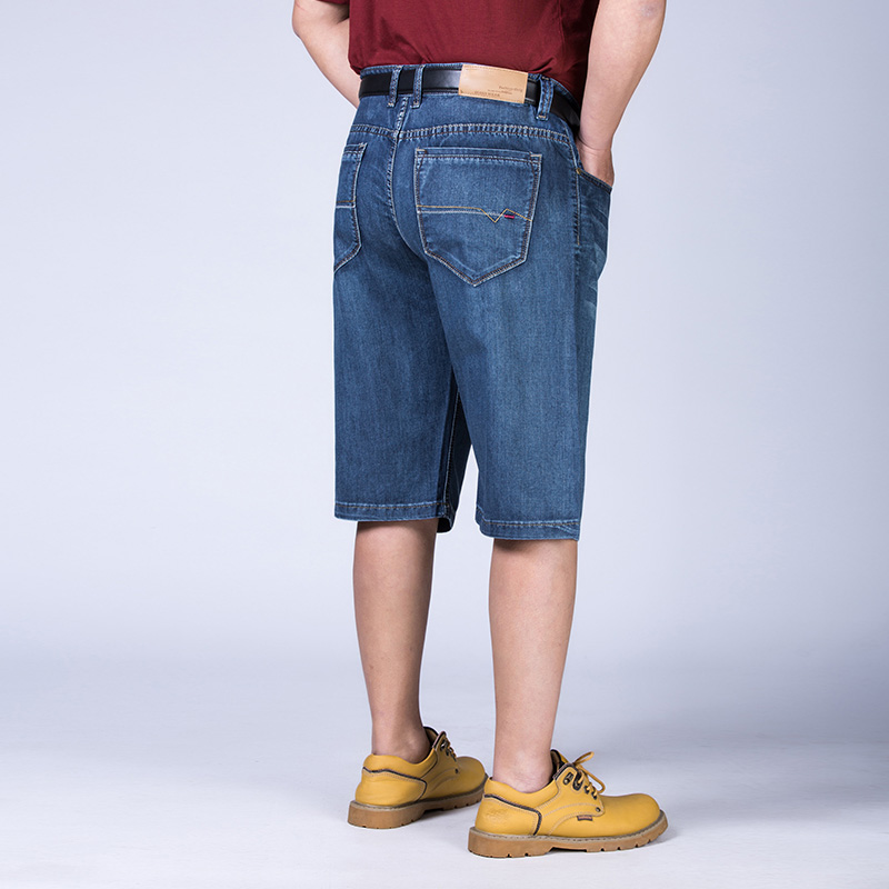 Wholesale-Drizzte Men 38 40 42 44 46 48 50 52 Plus Jeans Shorts Summer Short Work Blue Denim Jean Big & Tall Trousers Pants