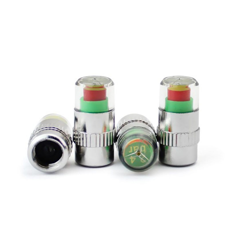 2.4 Bar Car Tire Pressure Monitoring Tool Kit Anti-Theft Lockable Tire Valve Stem Caps Indicator 4PCS/Set
